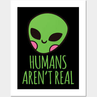 Humans Aren't Real Alien Head Posters and Art